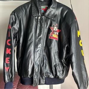 Mickey Mouse Black Leather Jacket